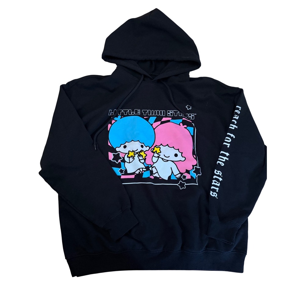 Sanrio Little Twin Stars Hoodie Black Kiki Lala Reach For The Stars‎
